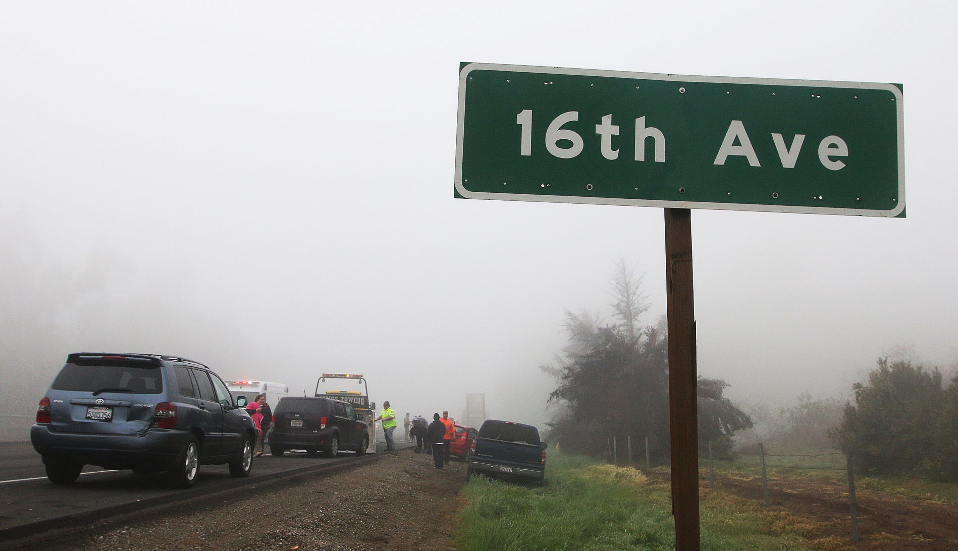 Accidents on Highway 198 in fog